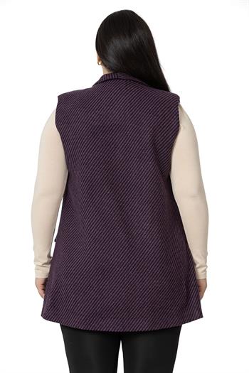 Plus Size Plum Vest with Padding and Fake Pockets