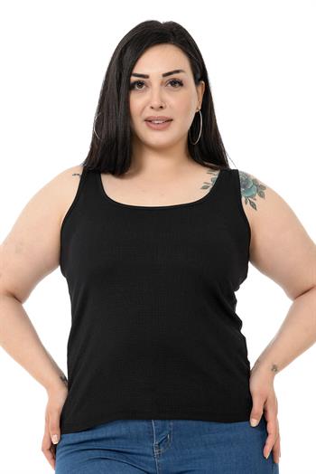Büyük Beden Askılı Bürümcük Siyah Body