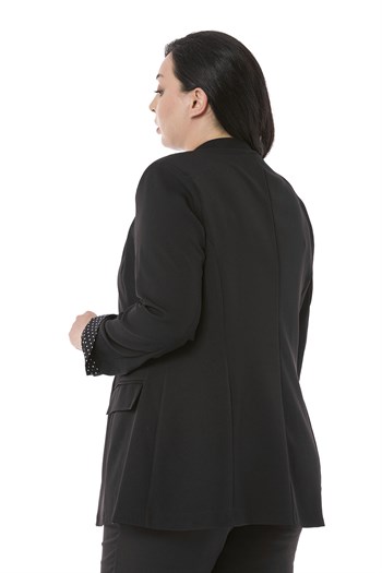 Büyük Beden Ceket Bluz Siyah Takım