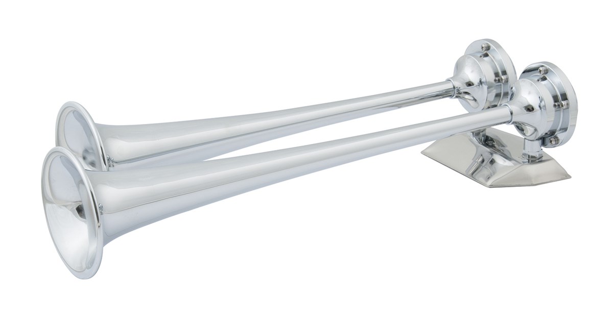 Marinco Çiftli Hava Kornası, Krom Kaplama(43cm)12V