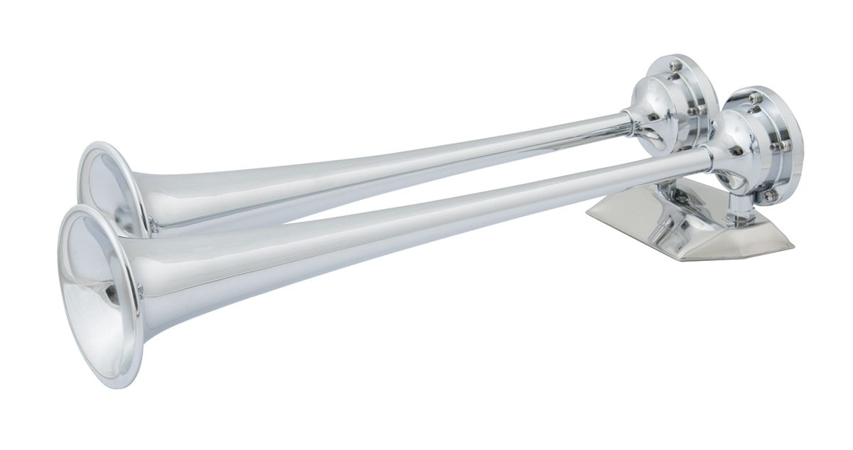 Marinco Çiftli Hava Kornası, Krom Kaplama(43cm)12V