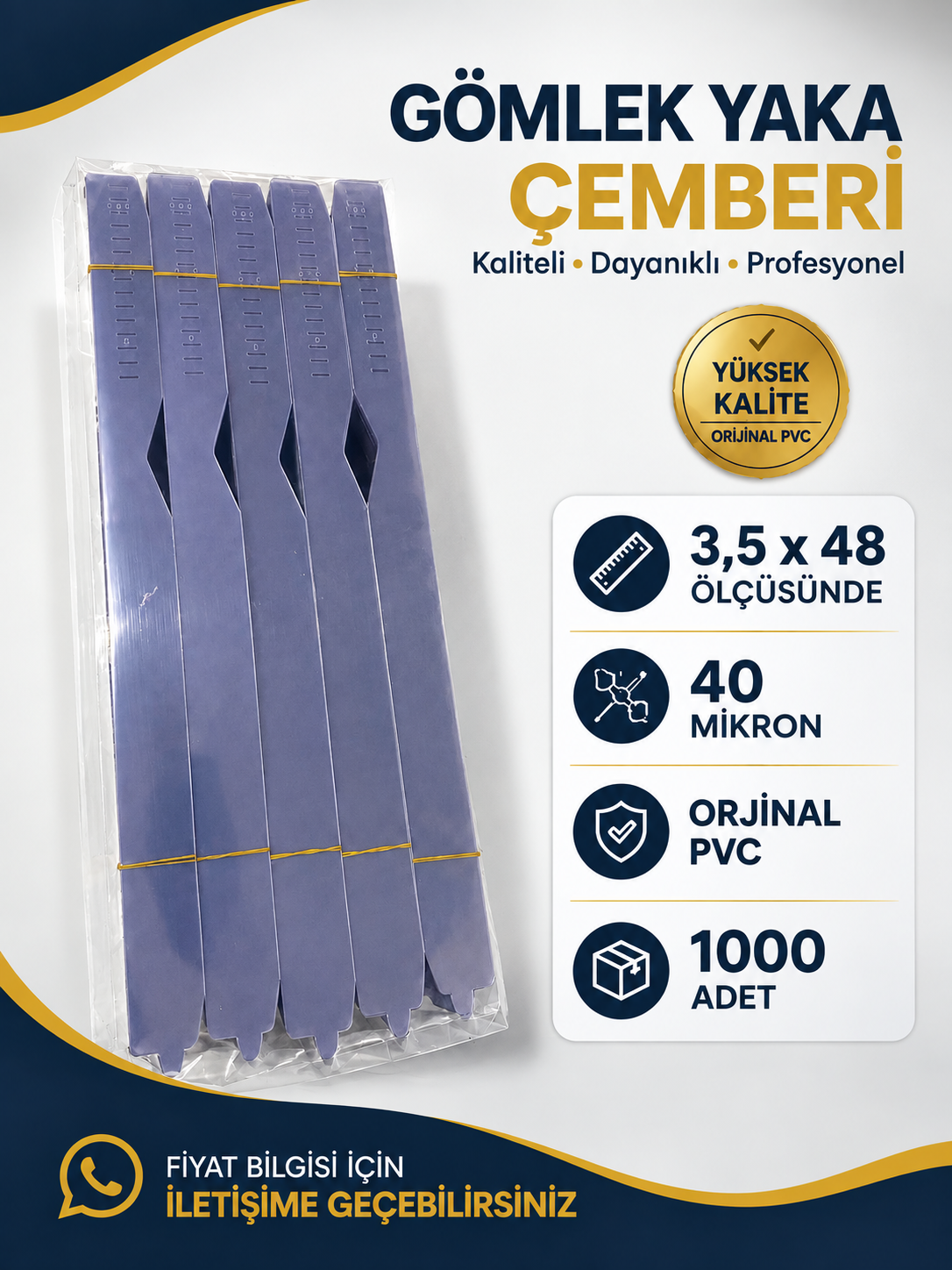 GÖMLEK YAKA ÇEMBERİ 3,5X48 ORİJİNAL (1000 ADET) 40 mikron