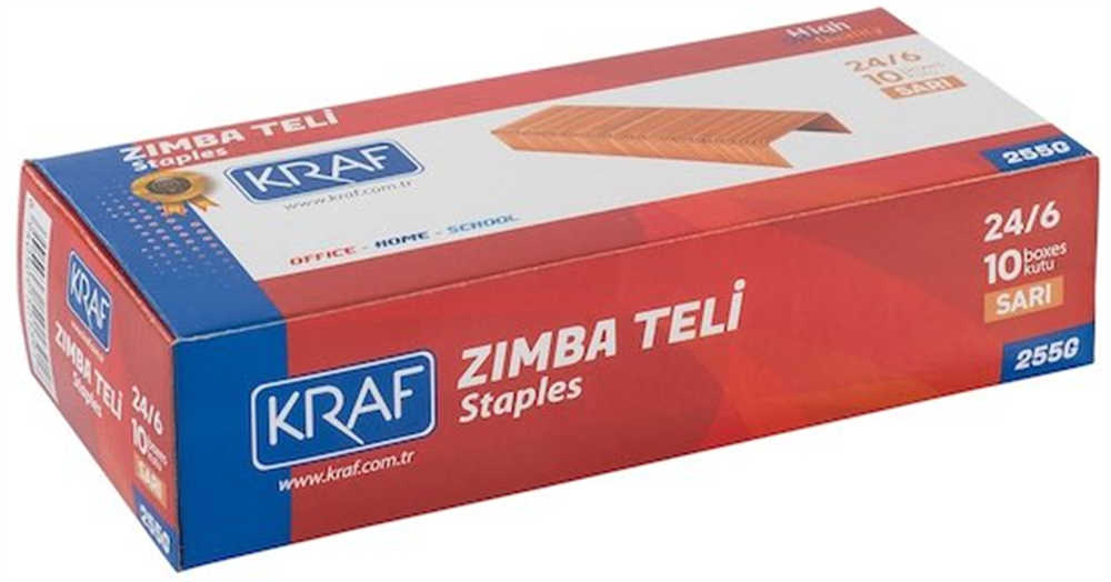 KRAF ZIMBA TELİ 24/6 SARI 1000 Lİ 255G 10 PAKET