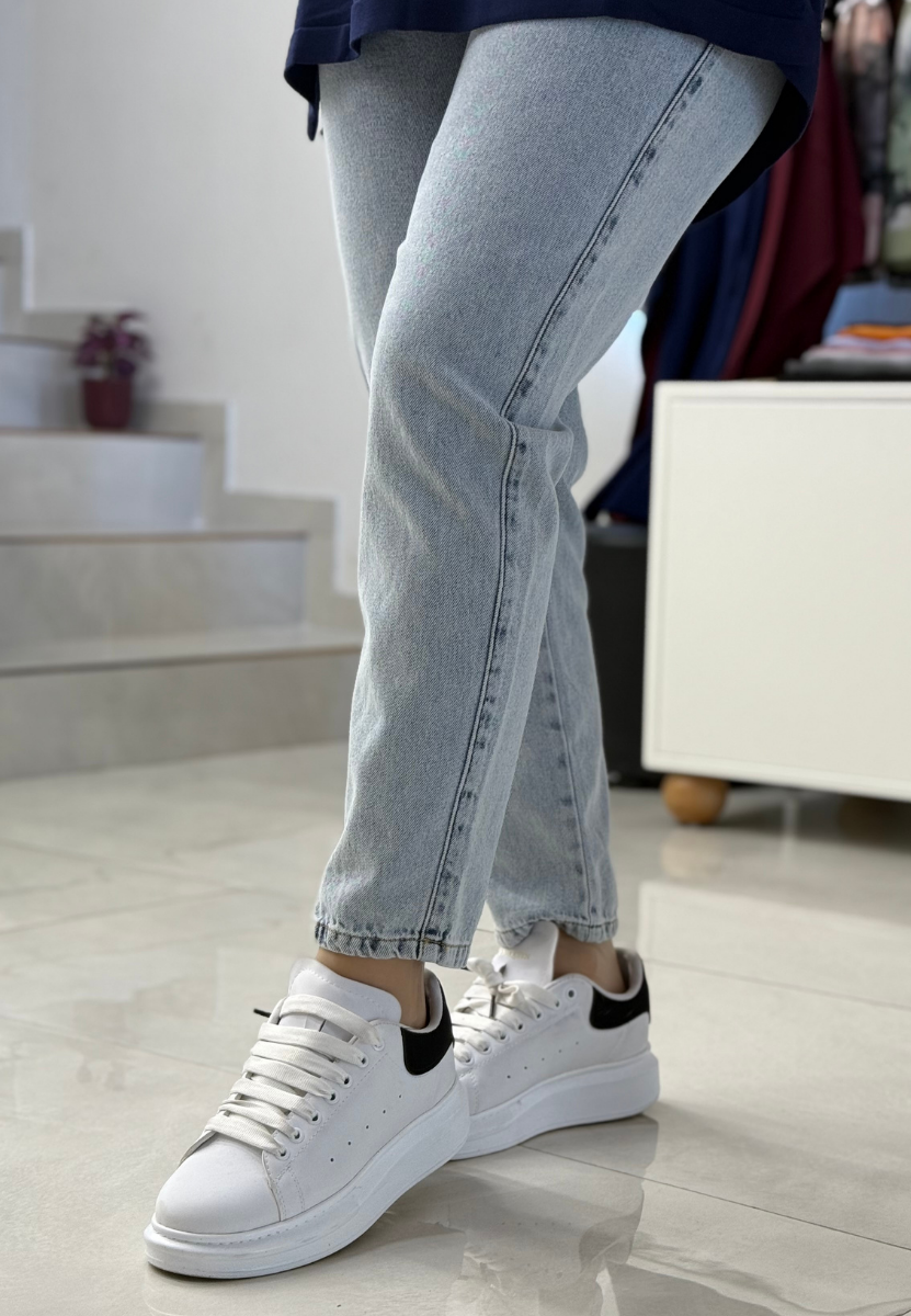 Açık Mavi Mom Jean