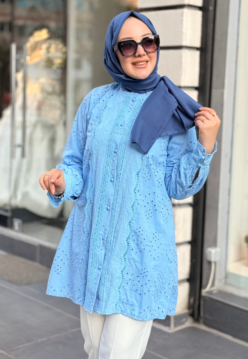 Bebe Mavi Brode Gömlek