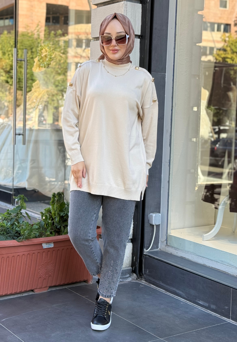 Bej Milano Triko Tunik