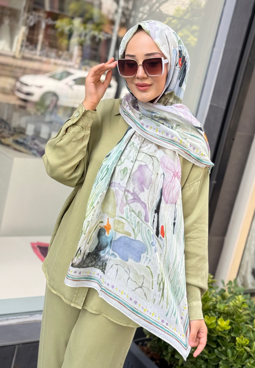 Bloomelle Soft Yeşil Rami Şal