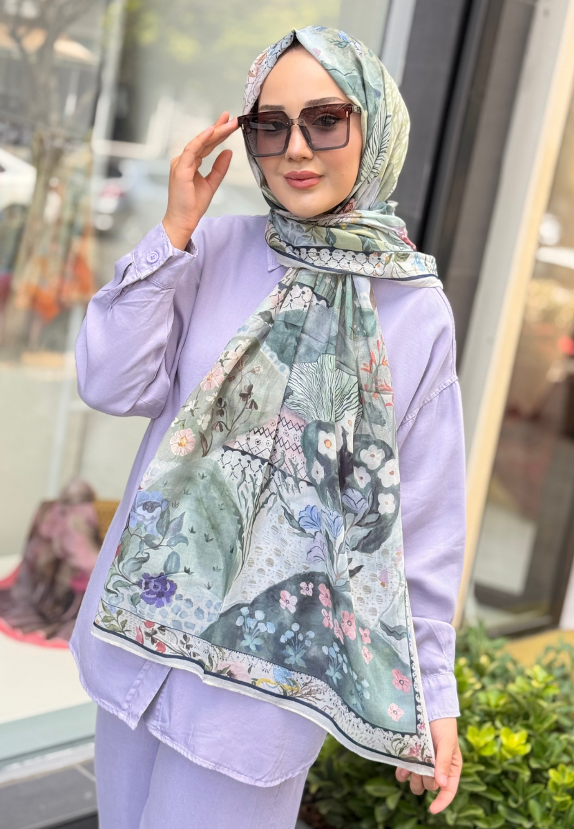 Blooming Derin Yeşil Rami Şal