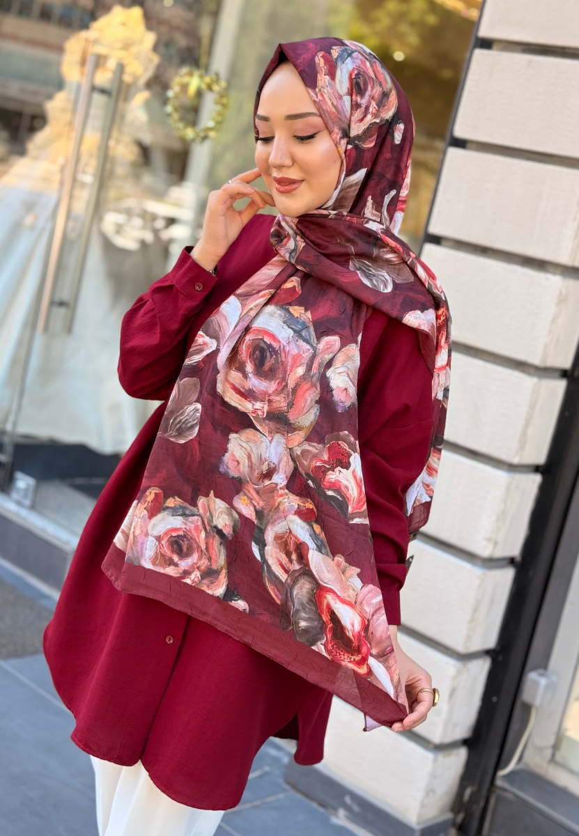 Bordo Lidia Kraş Şal