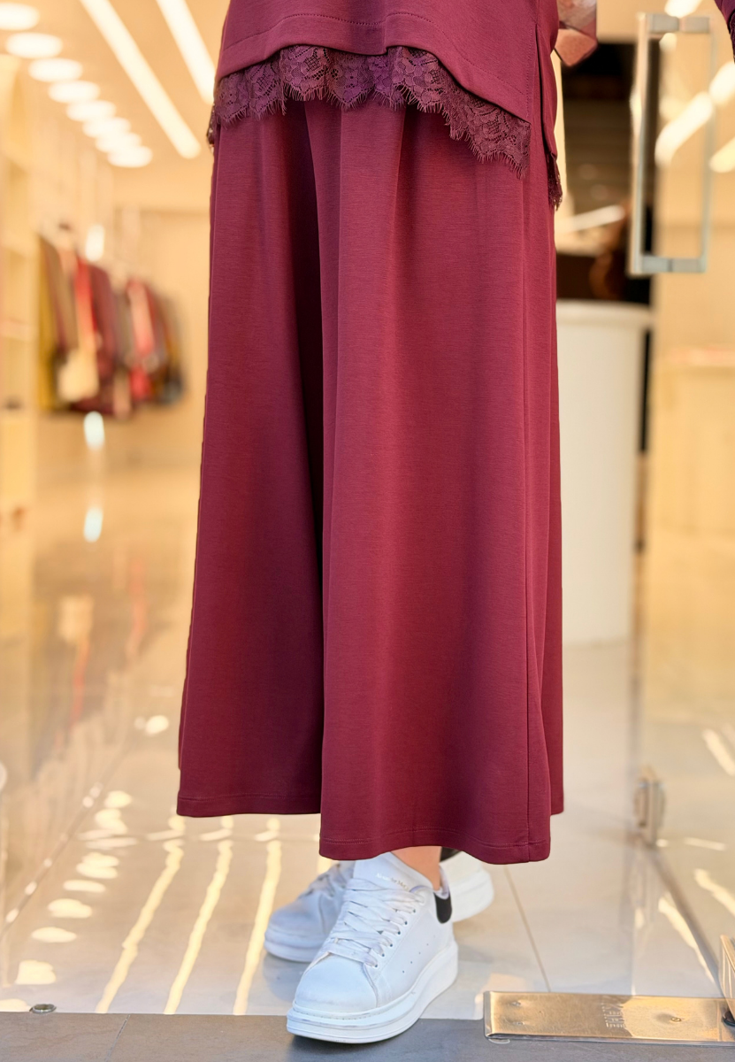 Bordo Modal Etek Pantolon