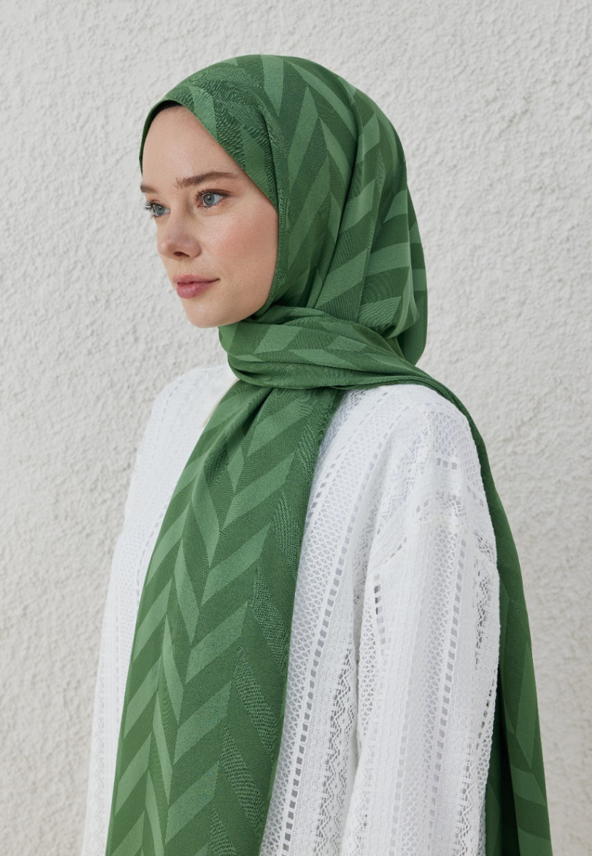 Çay Ağacı Balıksırtı Desen Şal