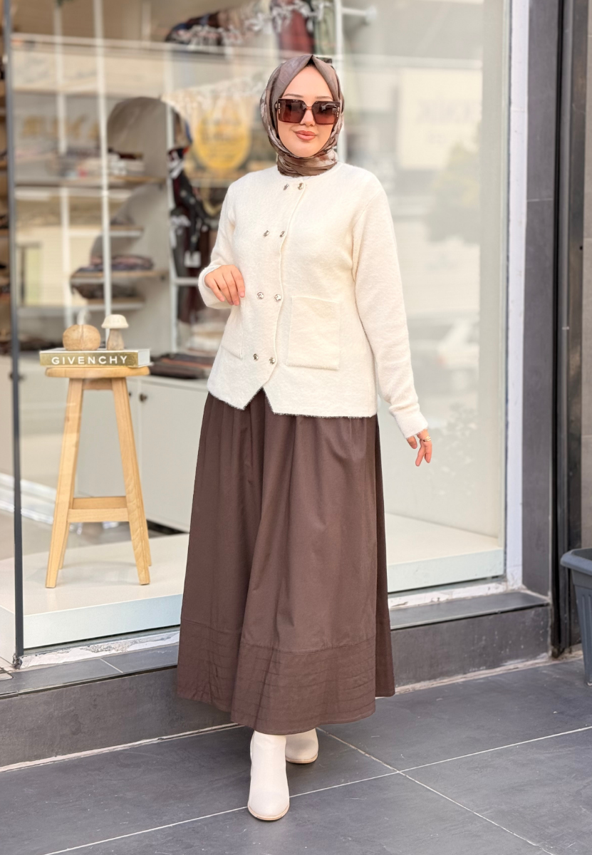 Ekru Angora Kısa Hırka