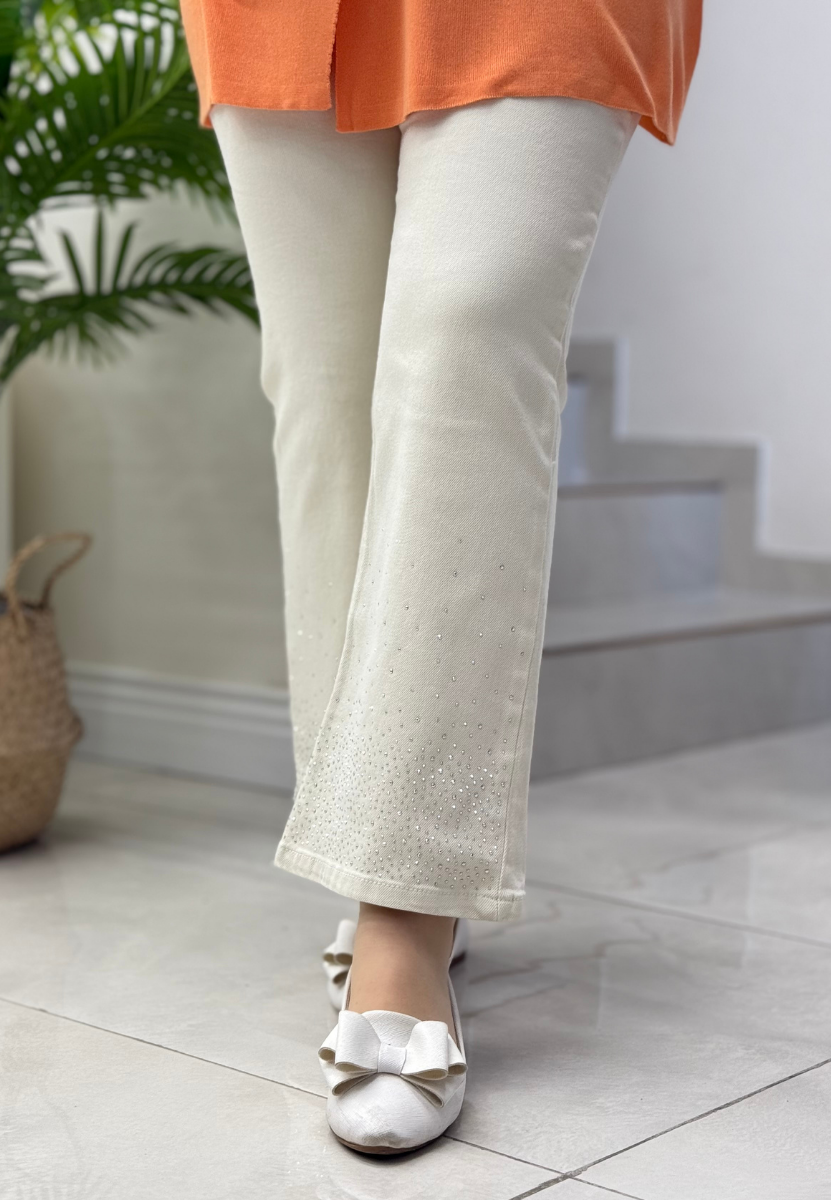 Ekru Taşlı İspanyol Denim