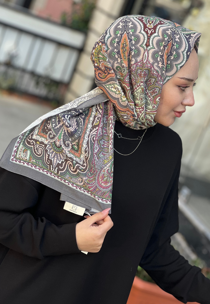 Etnıc Floral Menekşe Şal