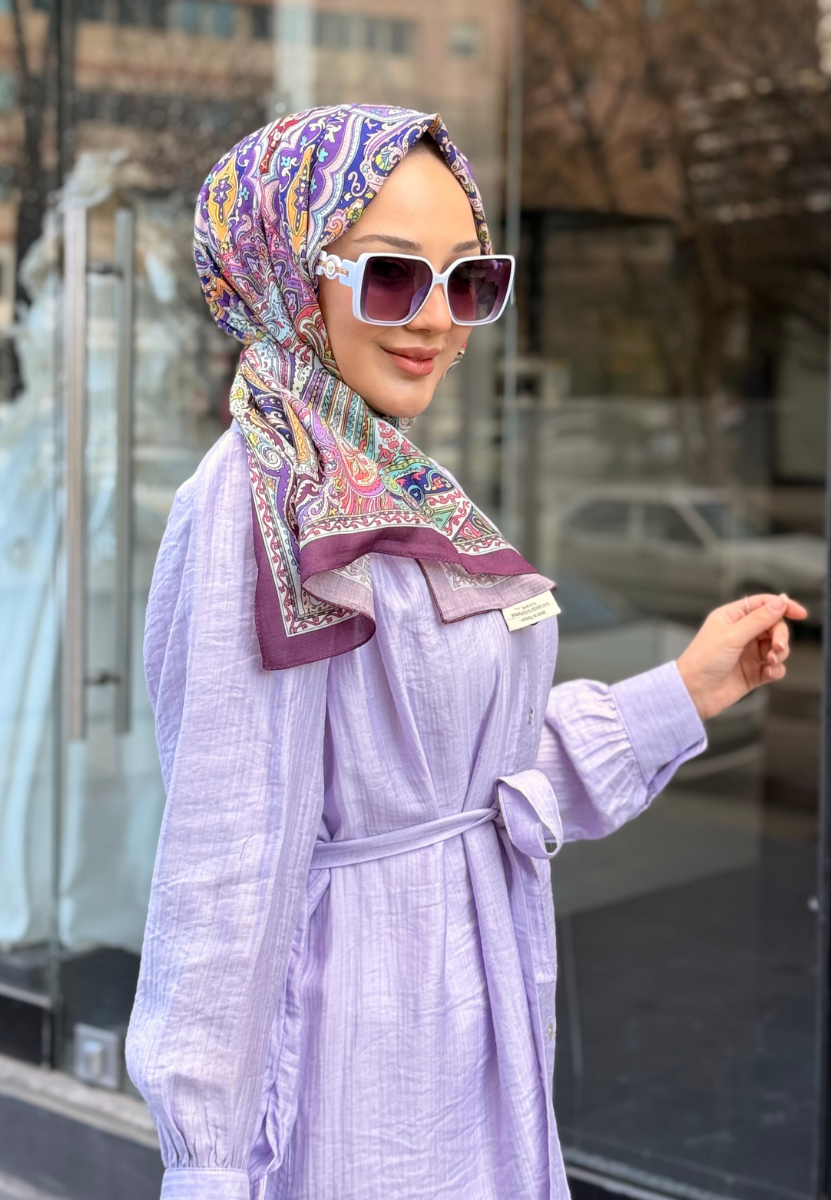 Etnıc Floral Mor Şal