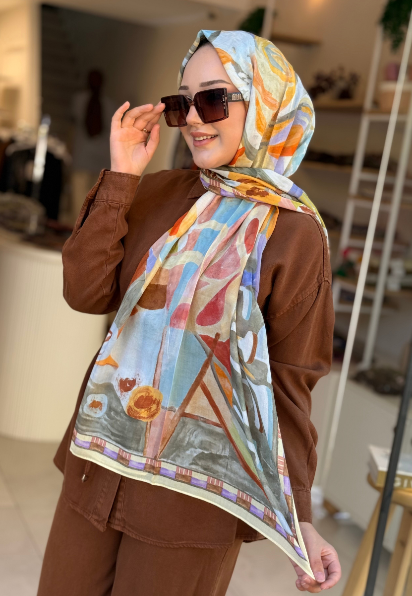 Floral Fiesta Sarı Rami Şal