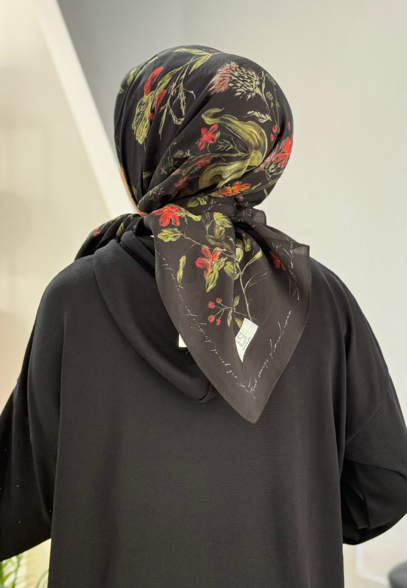 Garden Joy Siyah Viscon Eşarp