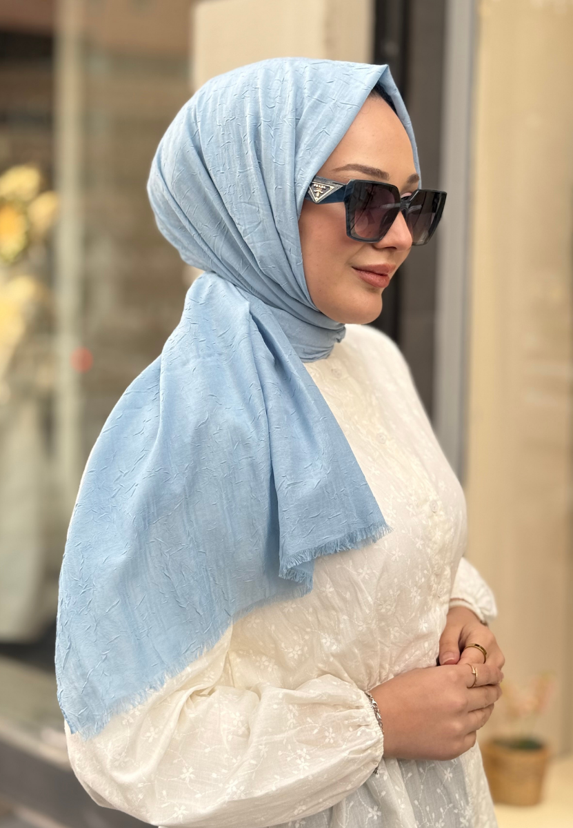 Gök Mavi Bambu Şal