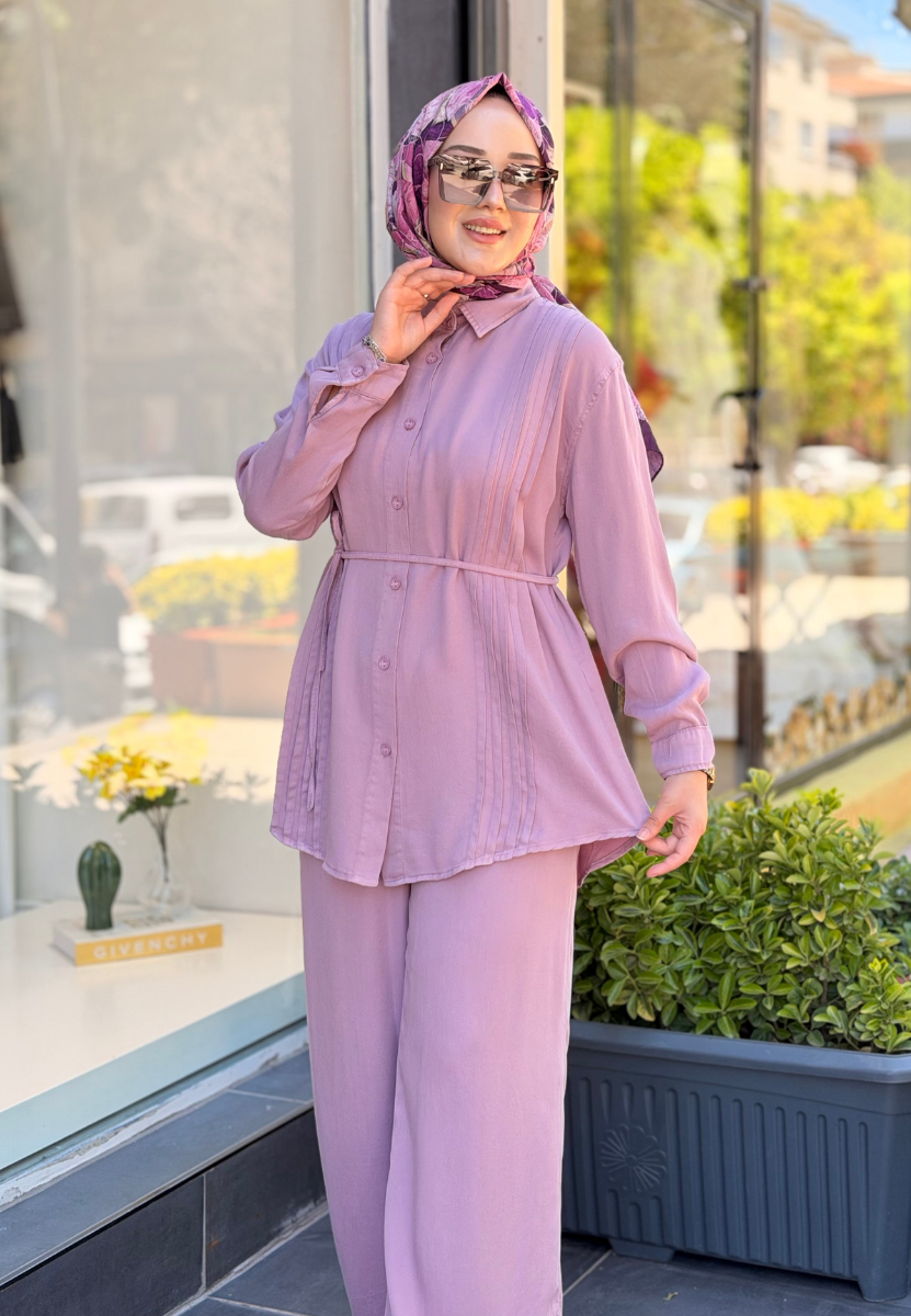 Gül Pembe Nervürlü Takım