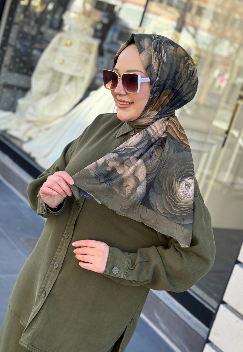 Haki Garden Bambu Kraş Şal