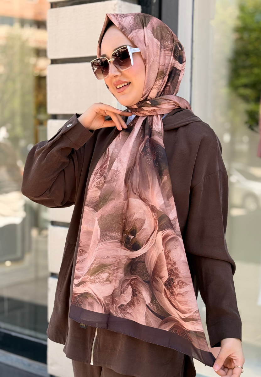 Kahve Tulipa Pamuk Şal