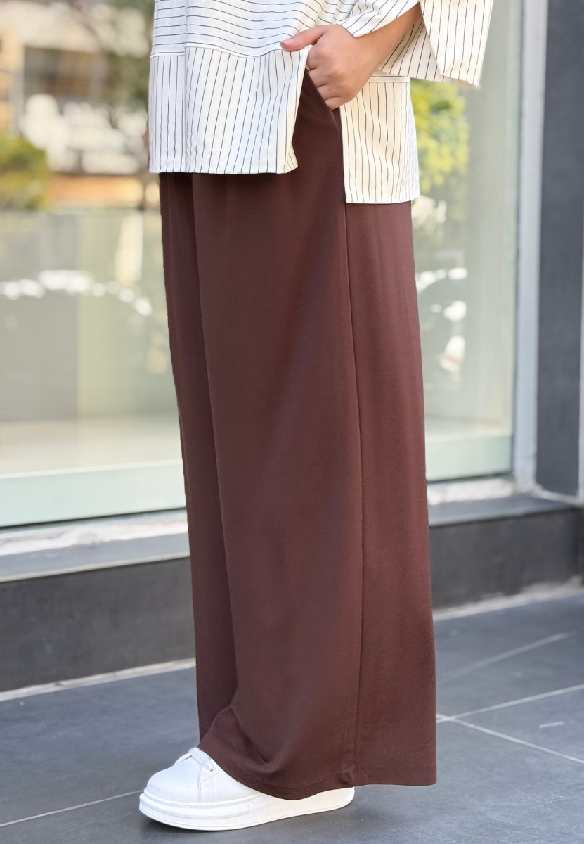 Kahverengi Bağçıklı Modal Pantolon
