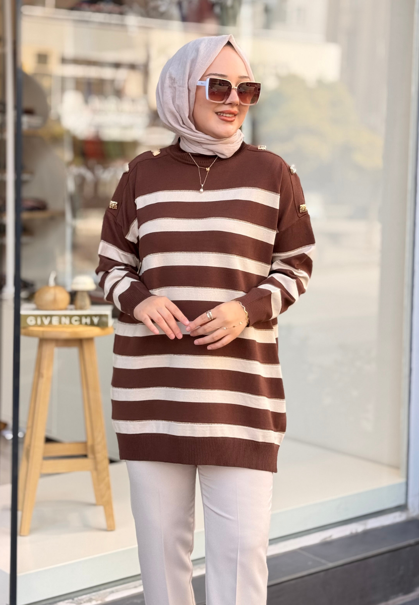 Kahverengi Paris Triko Tunik