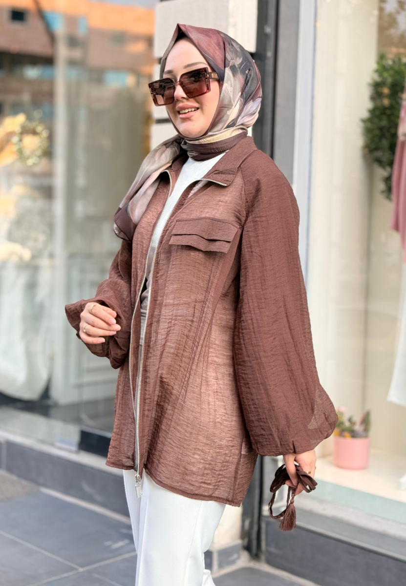 Kahverengi Tulle Ceket
