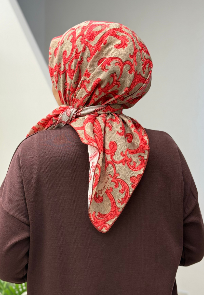 Kırmızı Brokar Eşarp 