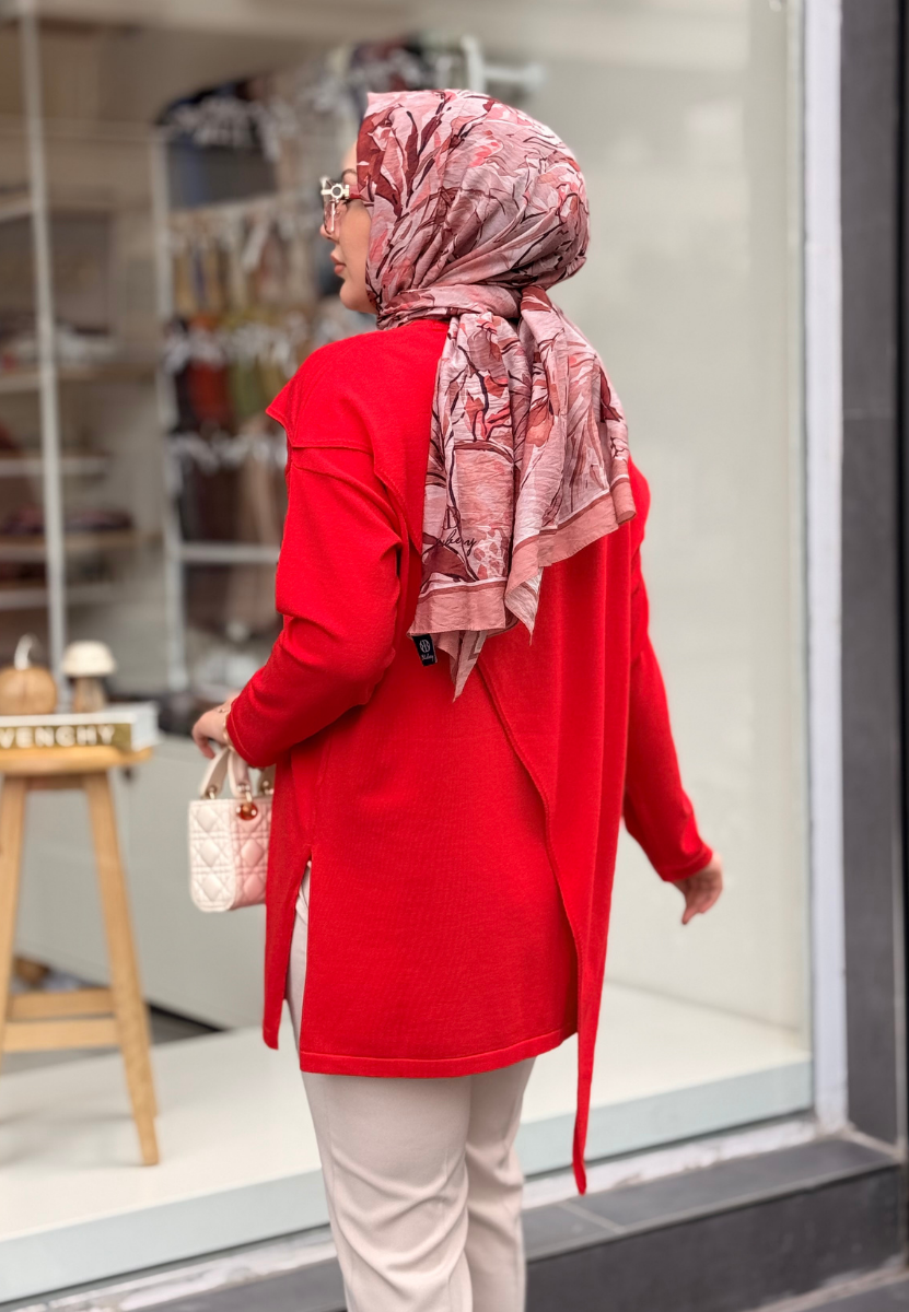 Kırmızı Doha Triko Tunik