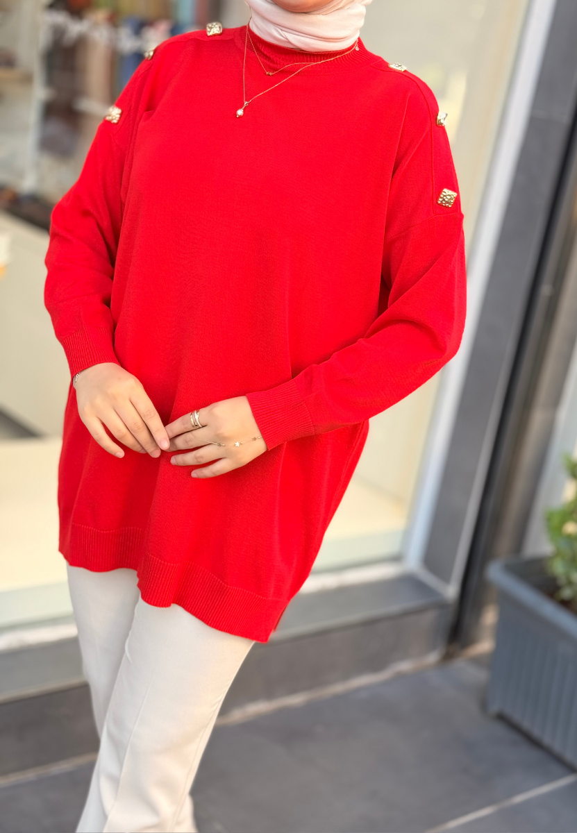 Kırmızı Milano Triko Tunik