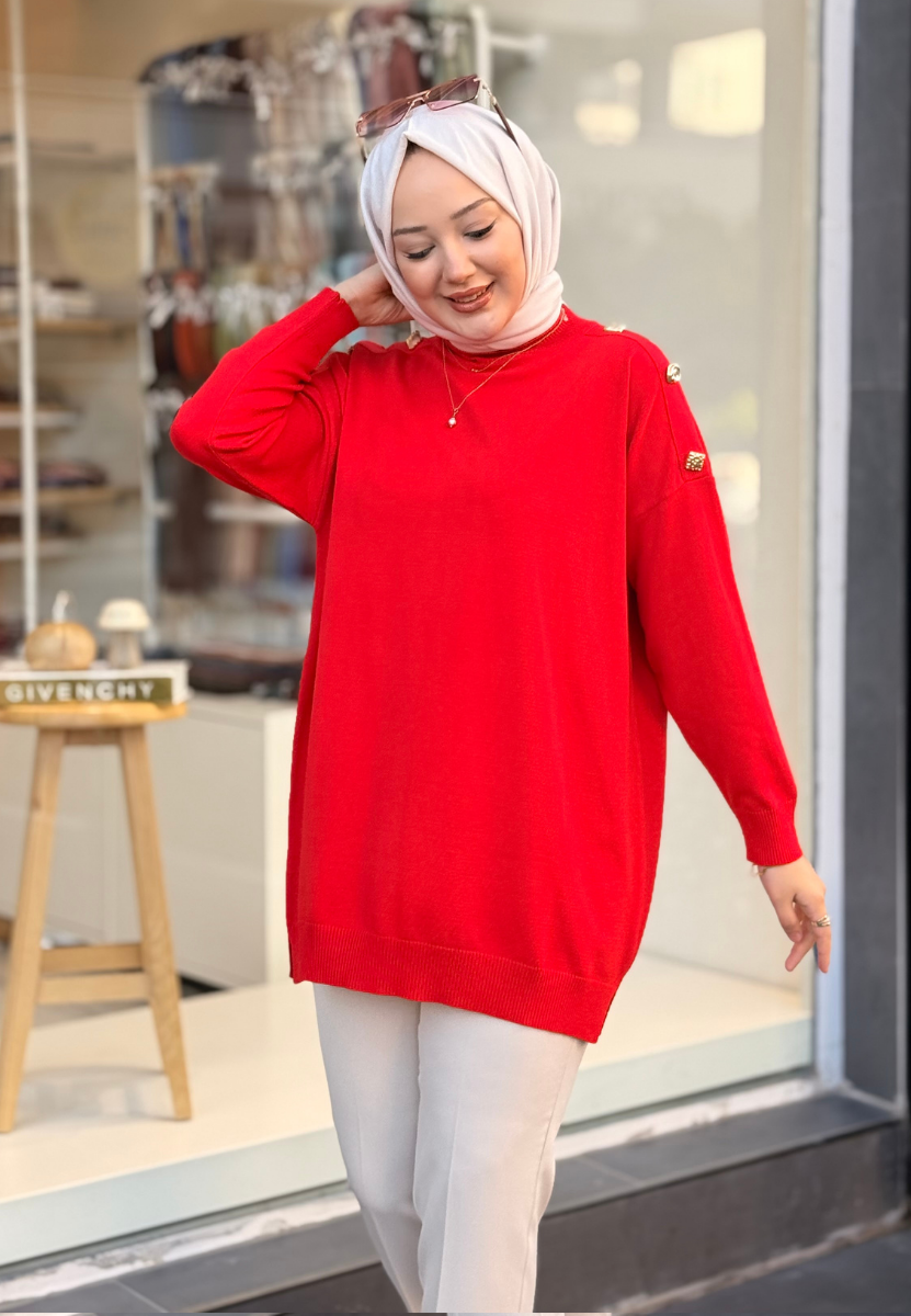 Kırmızı Milano Triko Tunik