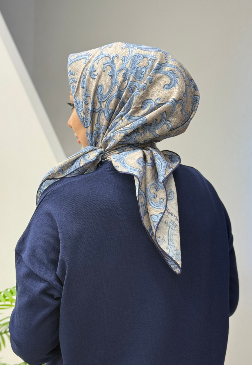 Kot Mavi Brokar Eşarp 