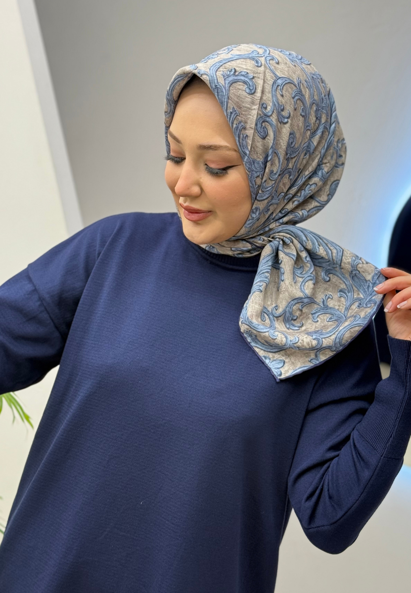 Kot Mavi Brokar Eşarp 