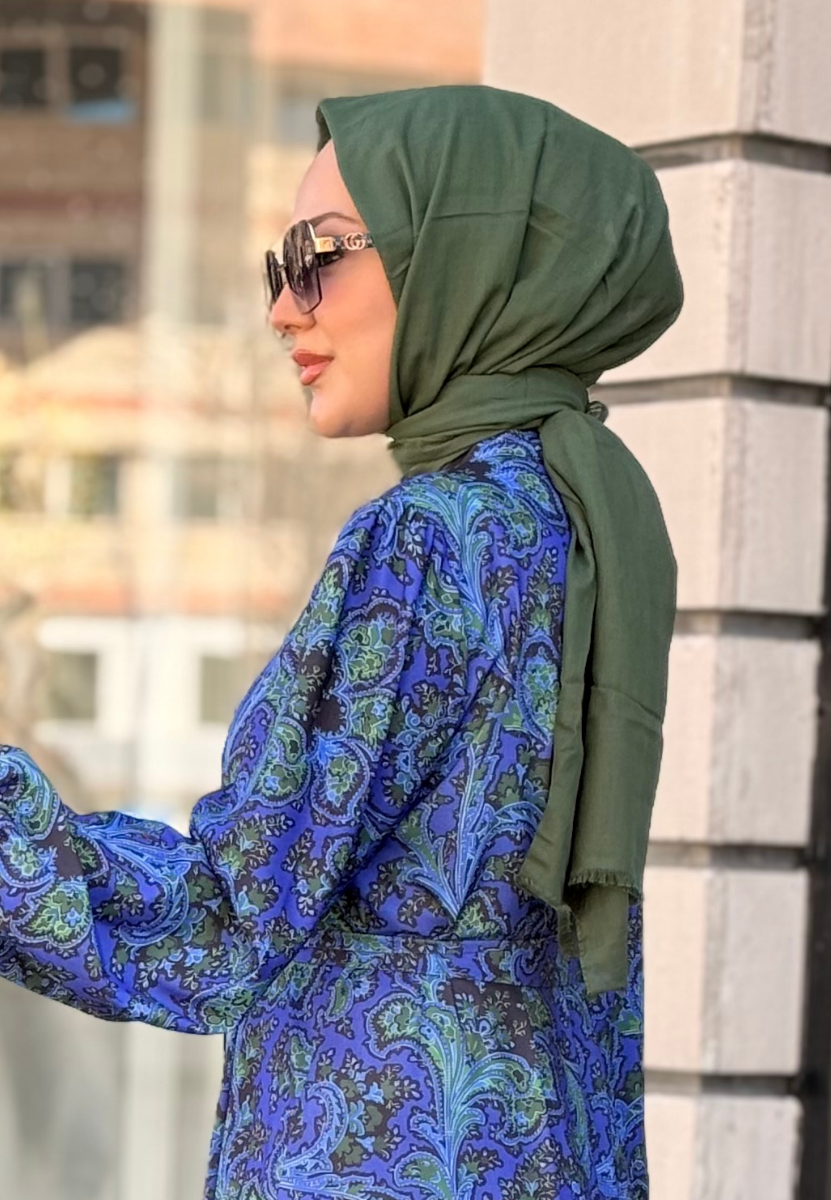 Koyu Yeşil İnce Pamuk Vual Şal