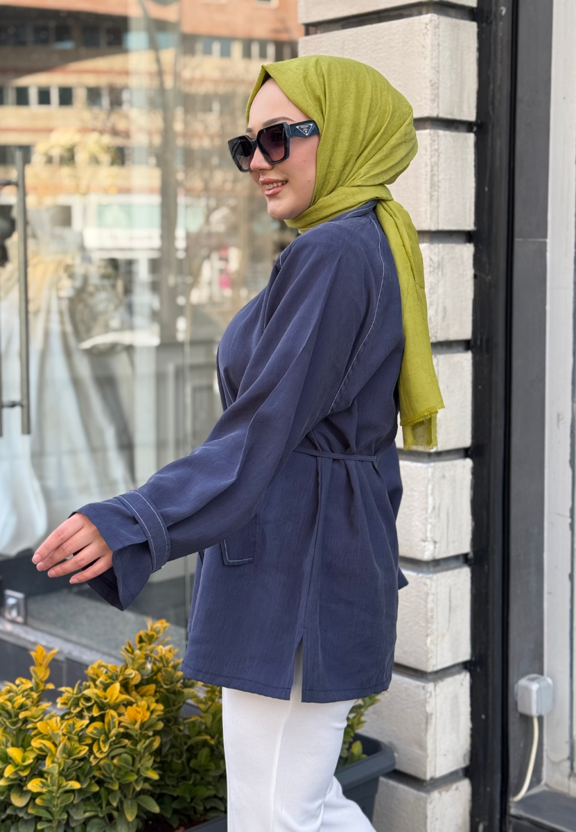 Lacivert Apolet Detaylı Ceket