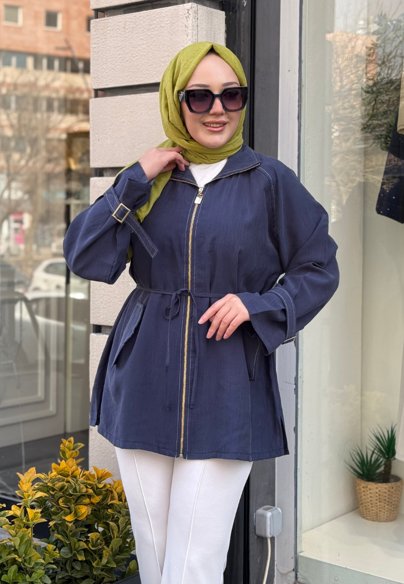 Lacivert Apolet Detaylı Ceket