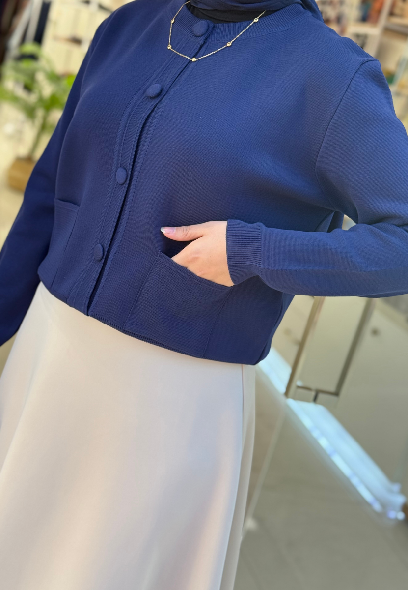 Lacivert Bomber Mini Hırka