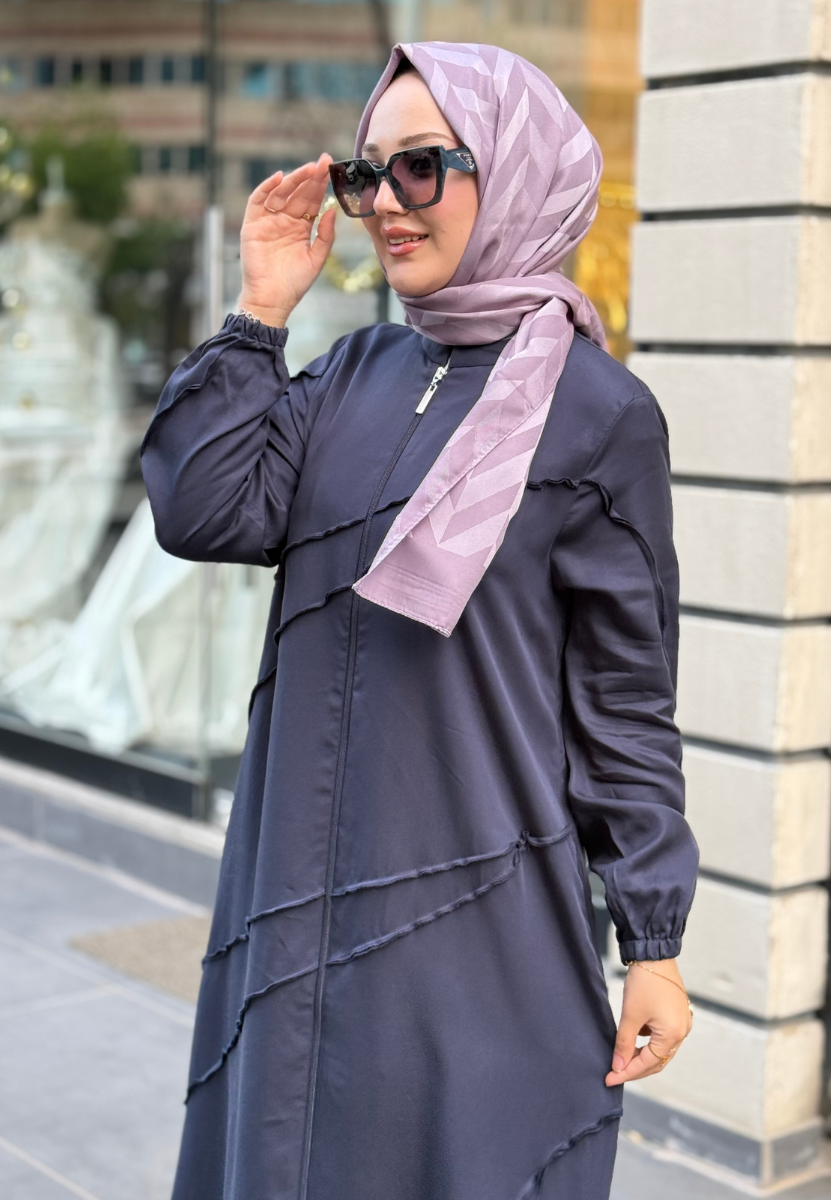 Lacivert Micca Dikişli Ferace