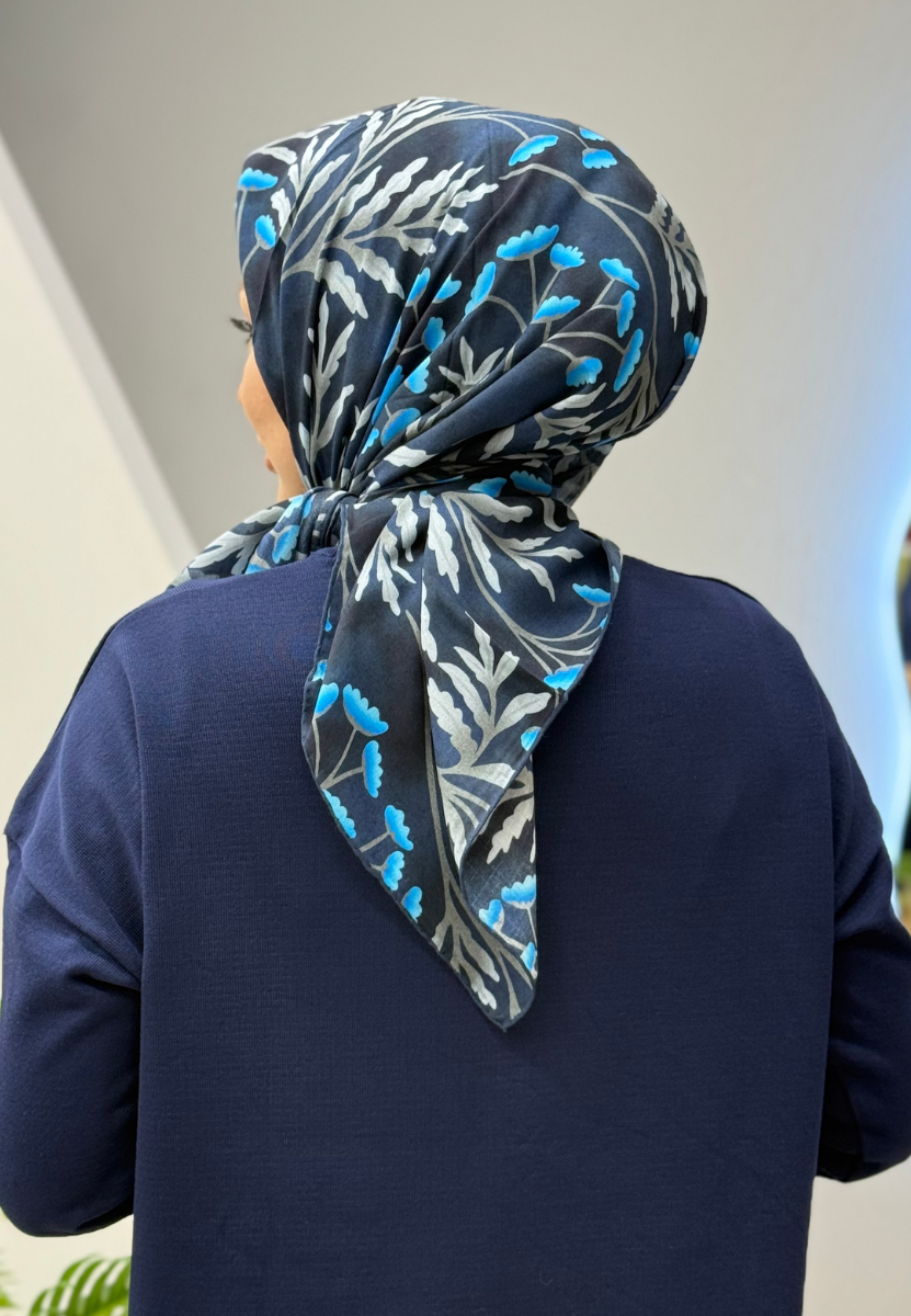 Lacivert Nancy Organik Eşarp 