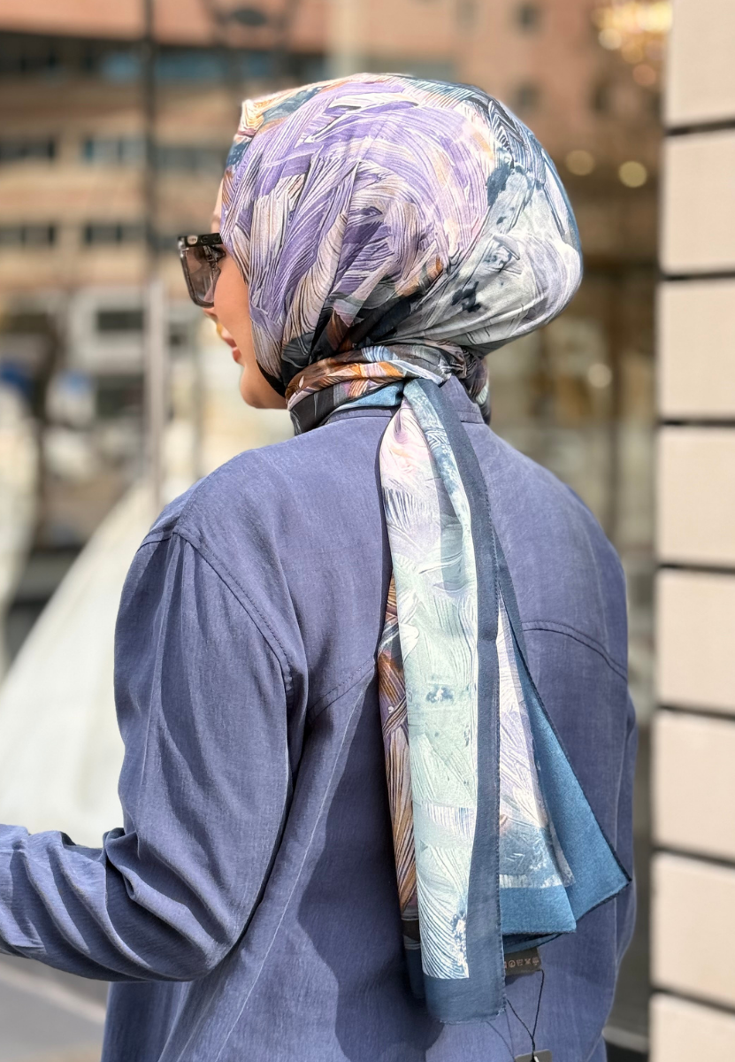 Lacivert Native Desen Şal