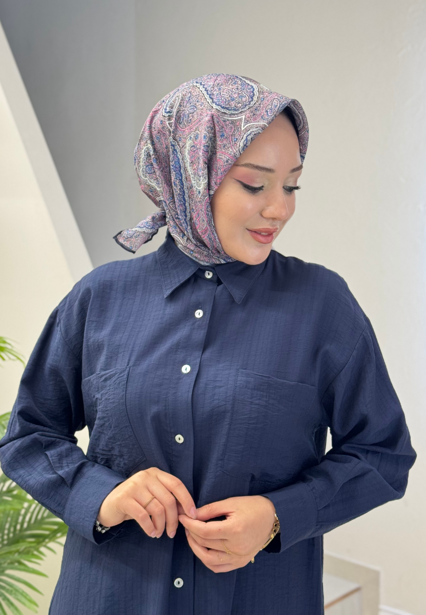 Lacivert Pamuk Eşarp