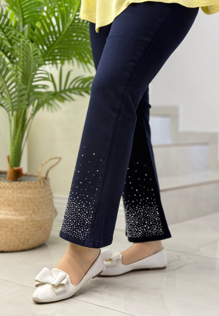 Lacivert Taşlı İspanyol Denim