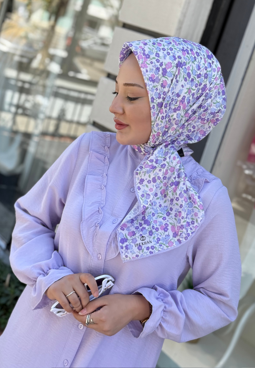 Lila Pıtırcık Soft Eşarp