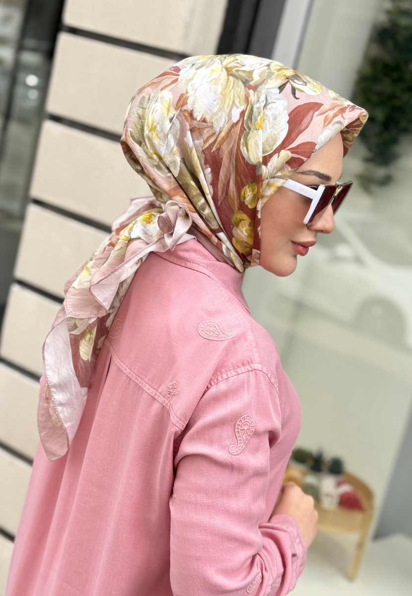 Lotus Gül Kurusu Viscon Eşarp