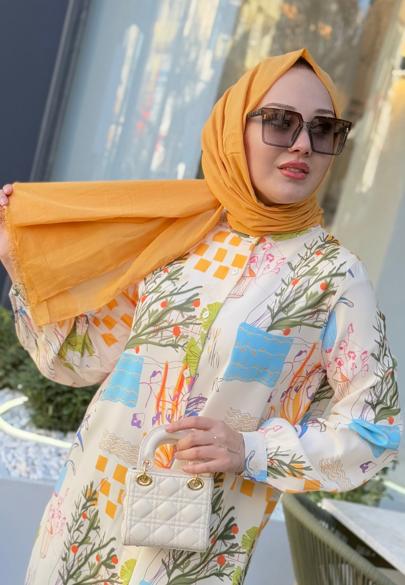 Mandalina İnce Pamuk Vual Şal