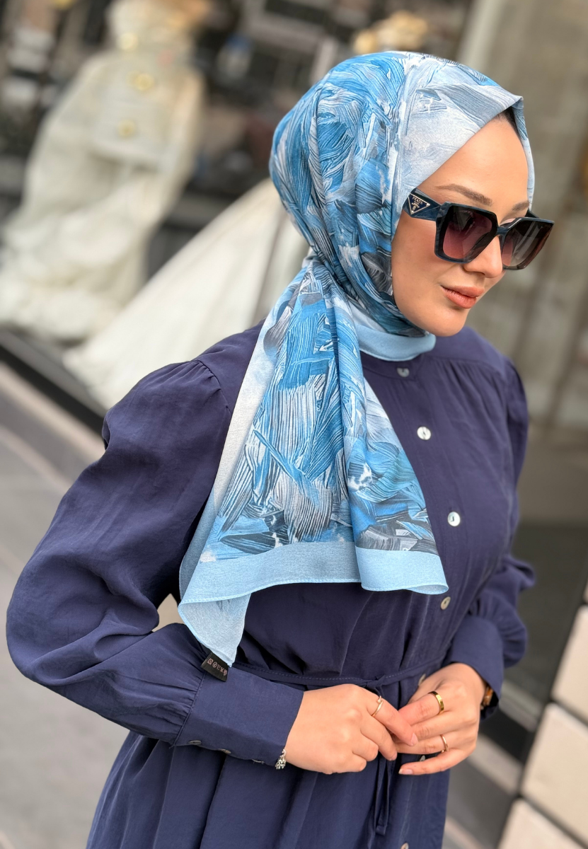 Mavi Native Desen Şal