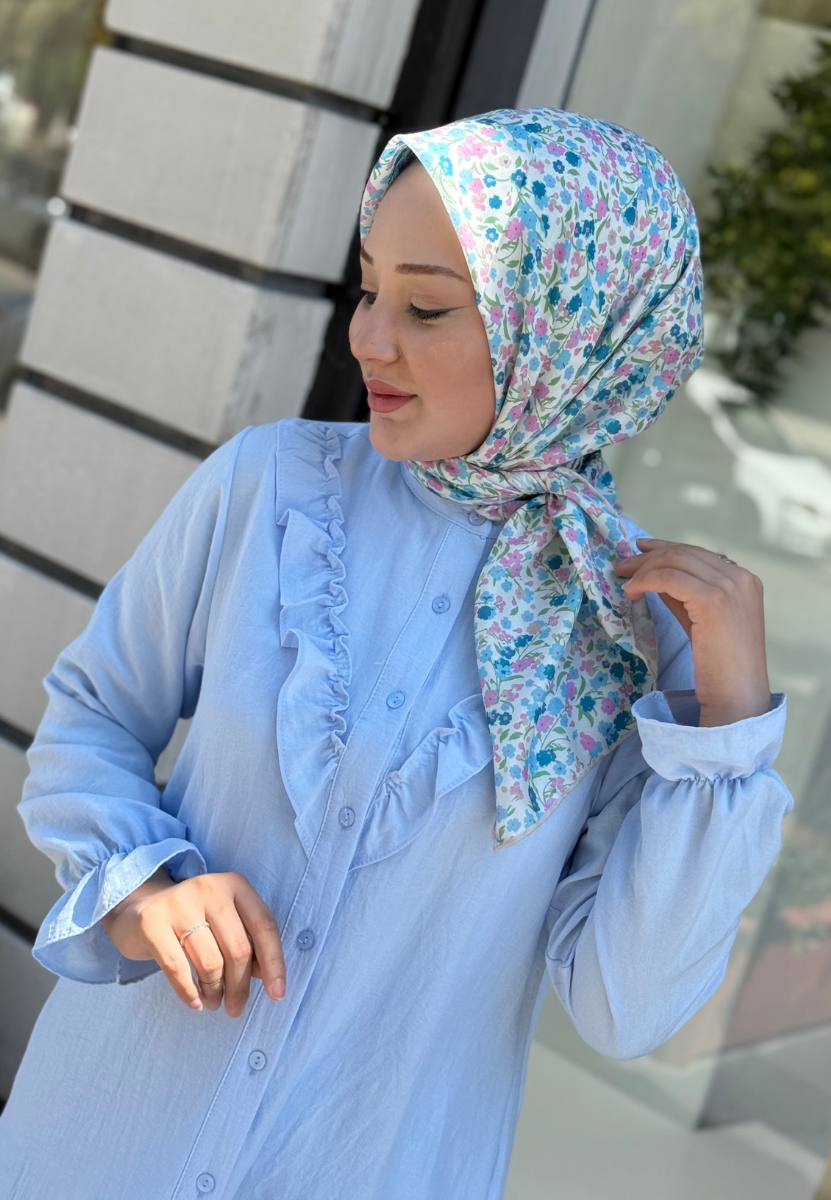 Mavi Pıtırcık Soft Eşarp