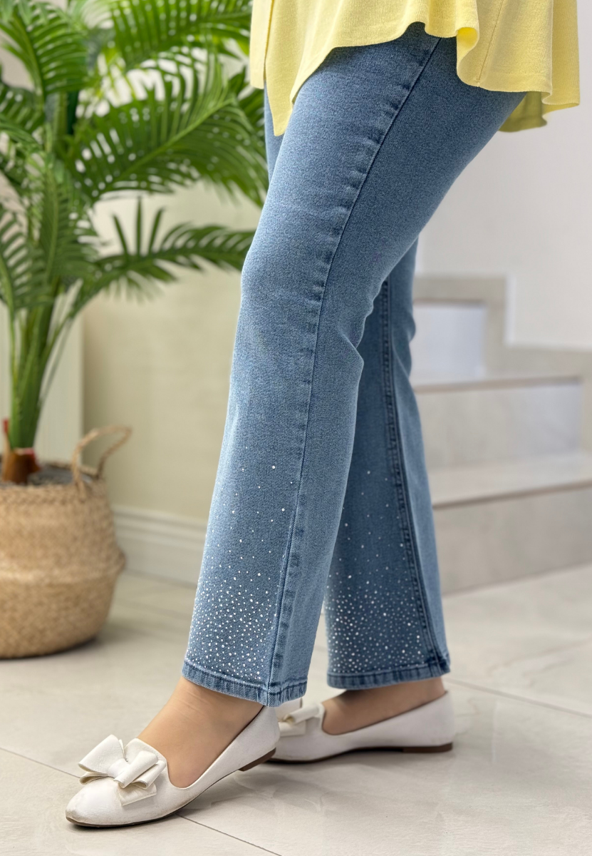 Mavi Taşlı İspanyol Denim