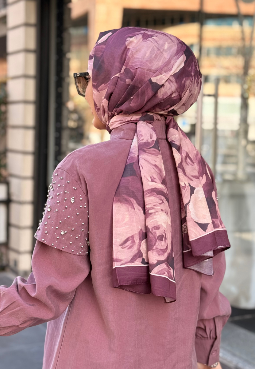 Mürdüm Batik Desen Şal